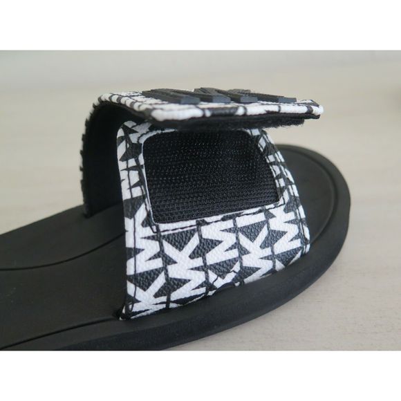 Michael Kors Wade Women's Size 6 MK Signature Logo Slide Sandals Black White - Picture 11 of 11